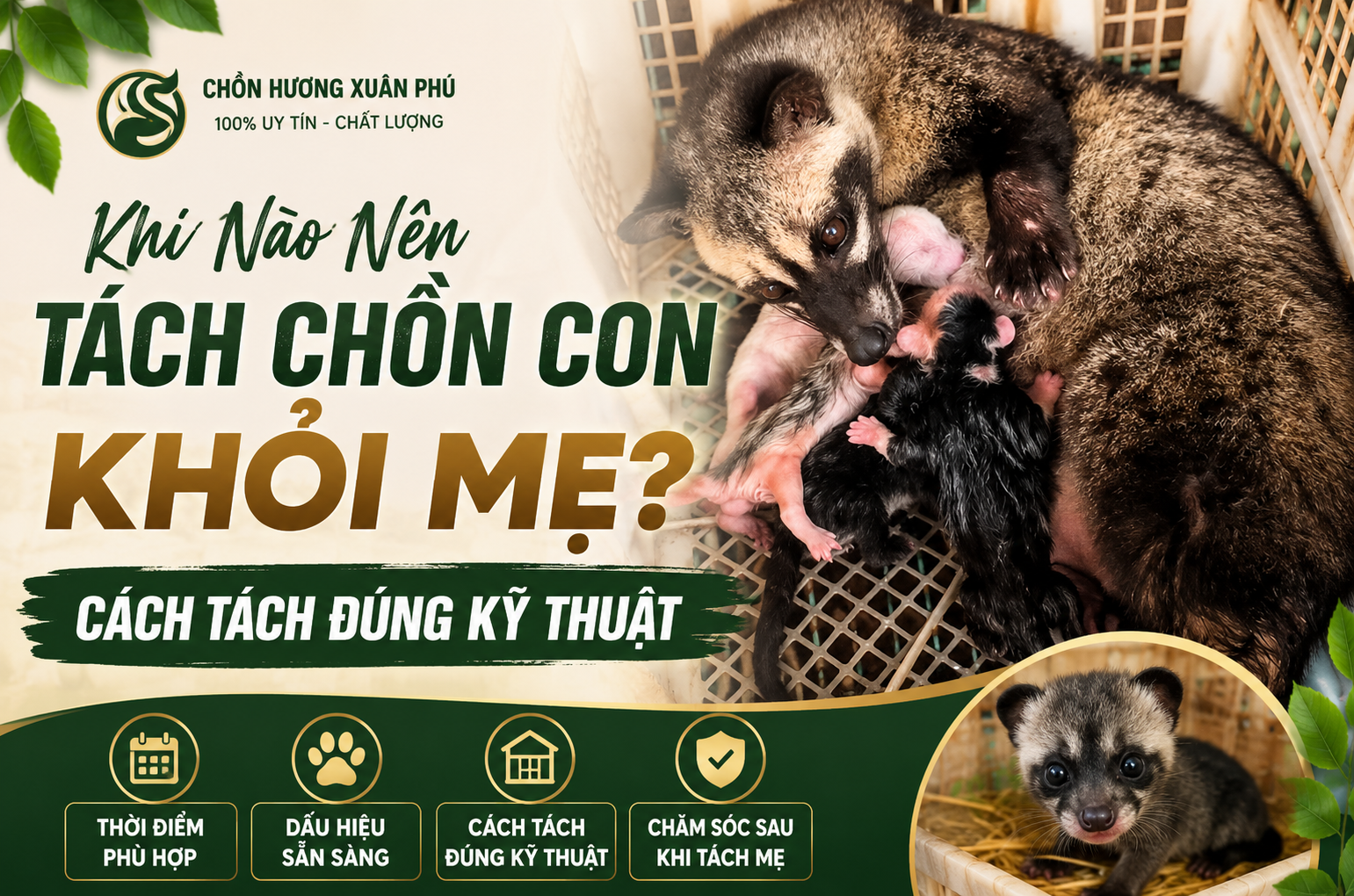chồn hương con khi nào có thể tách mẹ